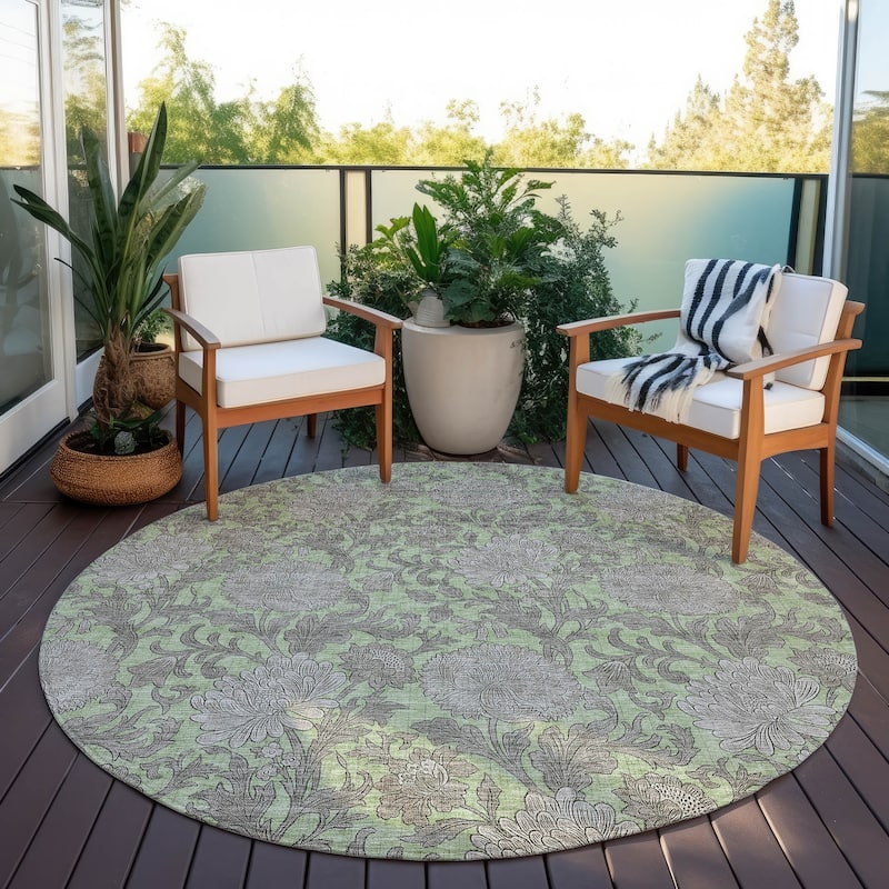 Machine Washable Indoor/ Outdoor Chantille Floral Rug