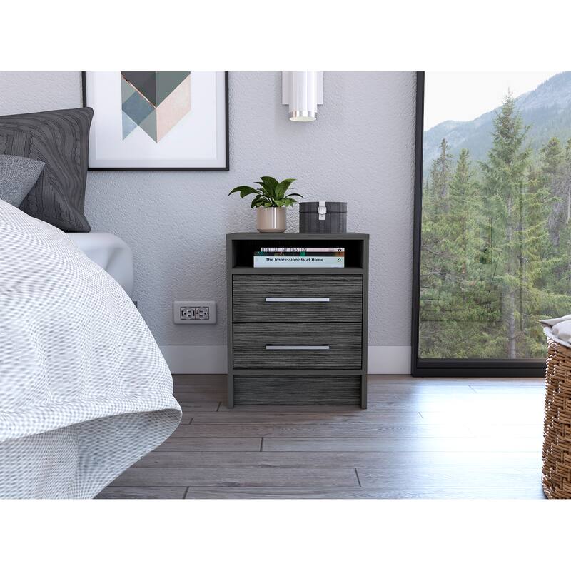 Rowley 2-Drawer 1-Shelf Rectangle Nightstand Smokey Oak