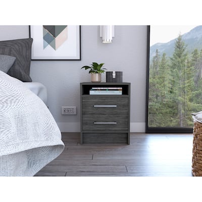 Rowley 2-Drawer 1-Shelf Rectangle Nightstand Smokey Oak