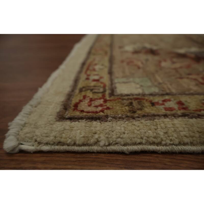 Hand Knotted Oriental 100% Wool Carpet Traditional Floral Beige & Ivories Peshawar Area Rug - 8' 4'' X 6' 2''