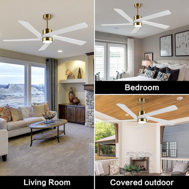 64 in. Gold White Aero Blade Ceiling Fan with LED Light and Remote - 64"D x 64"W x 21"H