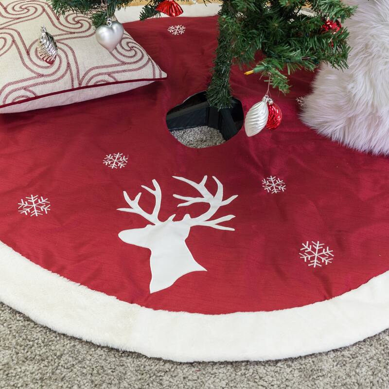 Homey Cozy Velvet Embroidered Christmas Tree Skirt