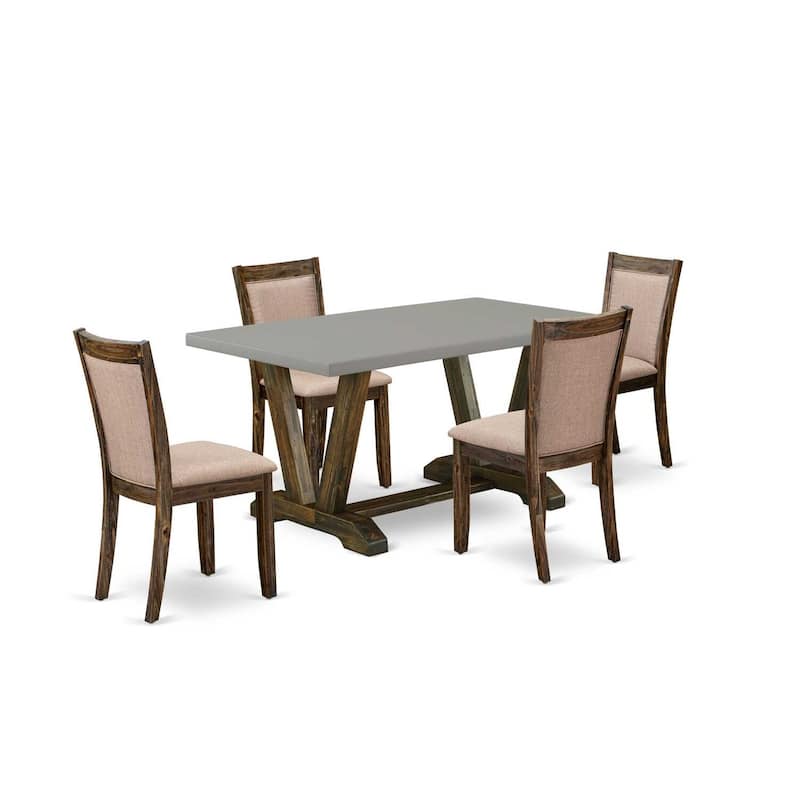 HomeStock 5-Piece Distressed Jacobean Finish Solid Wood Top Dining table with 4-Chairs