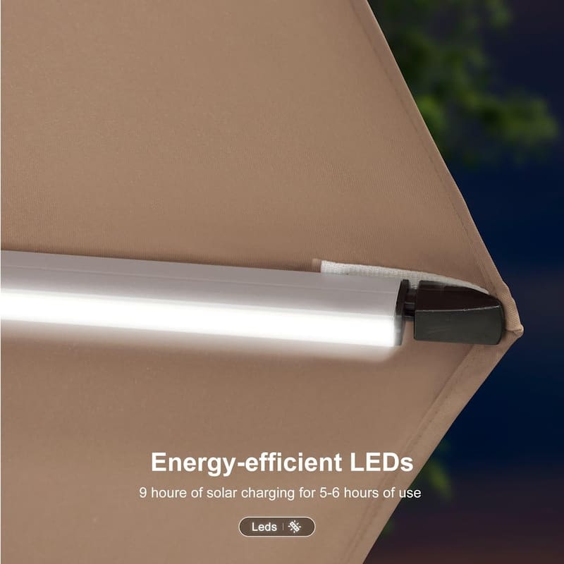 PURPLE LEAF 10 ft Double Top LED Square Patio Cantilever Umbrella