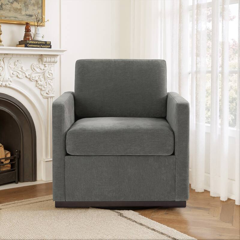 uixe Modern Upholstered Swivel Accent Chair with Pocket Spring Seat - Chenille - Dark Grey