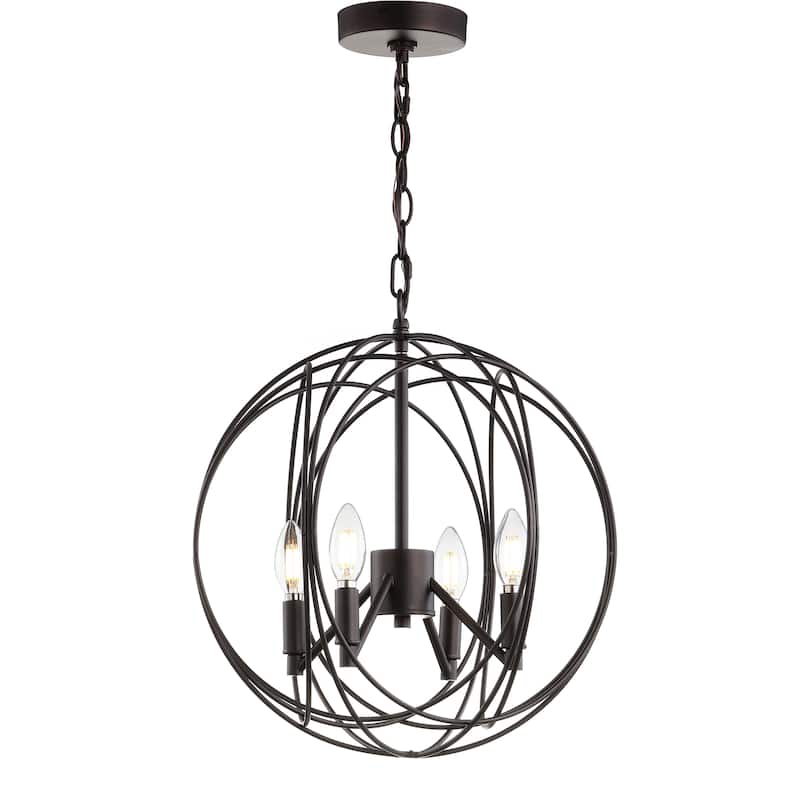 SAFAVIEH Lighting Laszlone Adjustable 4-Light Led Brass Pendant - 15.8"x15.8"x21-93" - Dark Grey - 16Wx16Dx93H