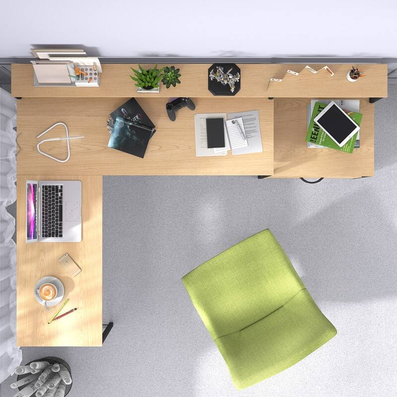 Mixoy L Shaped Computer Gaming Desk with File Cabinet&Power Outlet,Home Office Desk with Storage Shelf,Drawer,Monitor Stand