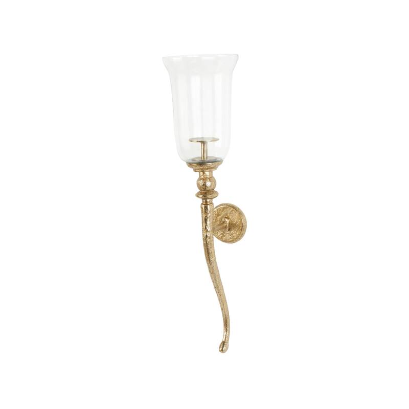 Aluminum Metal Textured Wall Sconce with Curved Shape - Gold - Roche River Decor