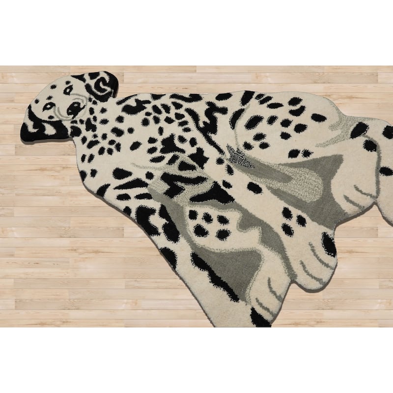 3'x5' White Hand-Tufted Modern Wool Rug with Dalmatian-Inspired Design - 3' x 5'