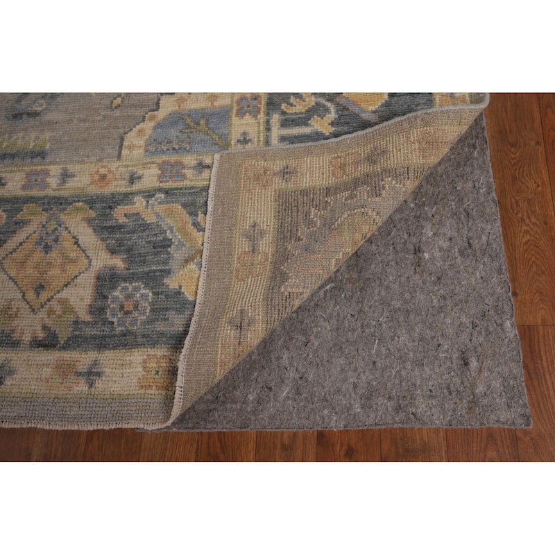 Oushak Turkish Area Rug Handmade Vegetable Dye Grey Wool Carpet - 8'0"x 10'1"