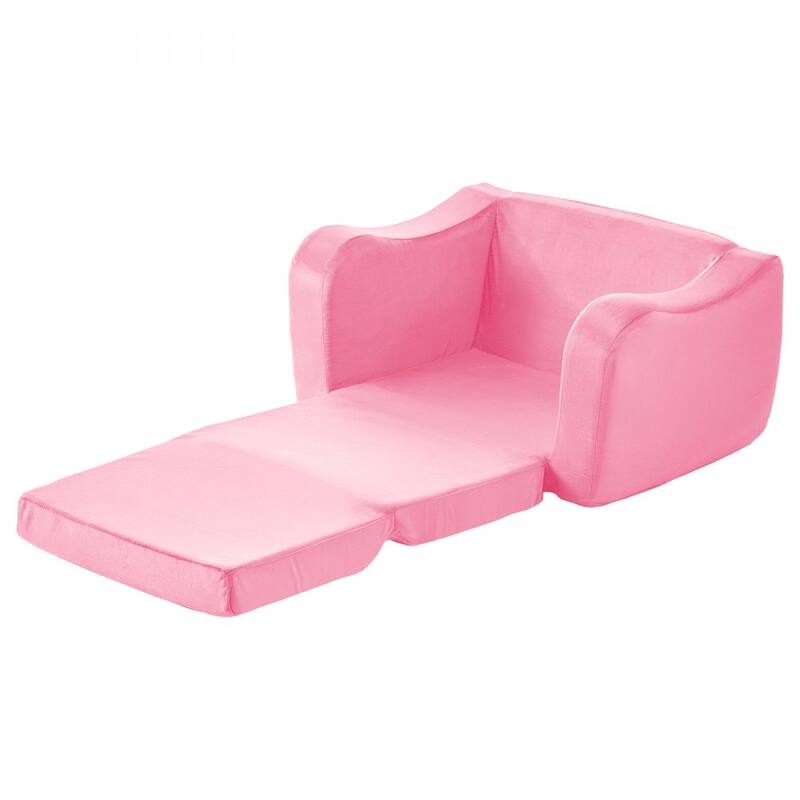 2 in 1 Soft Plush Fabric Convertible Toddler Couch Nap Bed with Armrest for Kids 18 Months-6 Years - 23.6 x 17.5 x 15.9 in