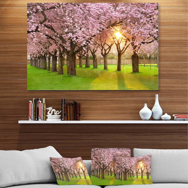 Fascinating Springtime Cherry Scenery - Landscape Glossy Metal Wall Art