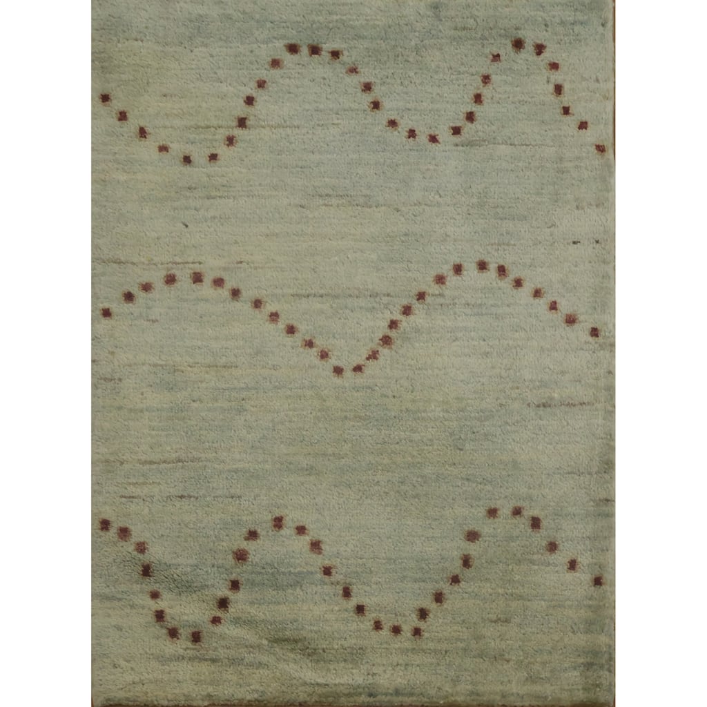 Hand Knotted Oriental 100% Wool Carpet Tribal Modern Navy Blue & Blues Gabbeh (kashkoli) Area Rug - 2' 11'' X 2' 2''