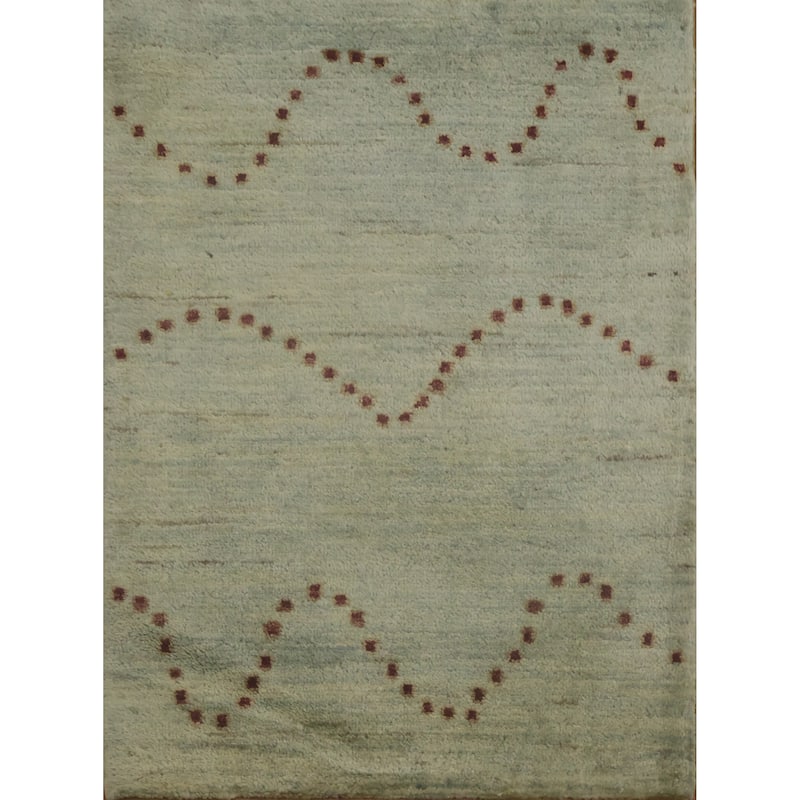 Hand Knotted Oriental 100% Wool Carpet Tribal Modern Navy Blue & Blues Gabbeh (kashkoli) Area Rug - 2' 11'' X 2' 2''