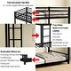 preview thumbnail 5 of 9, Black Sturdy Metal Twin over Twin Bunk Bed Kids Bed with Safety Guardrail
