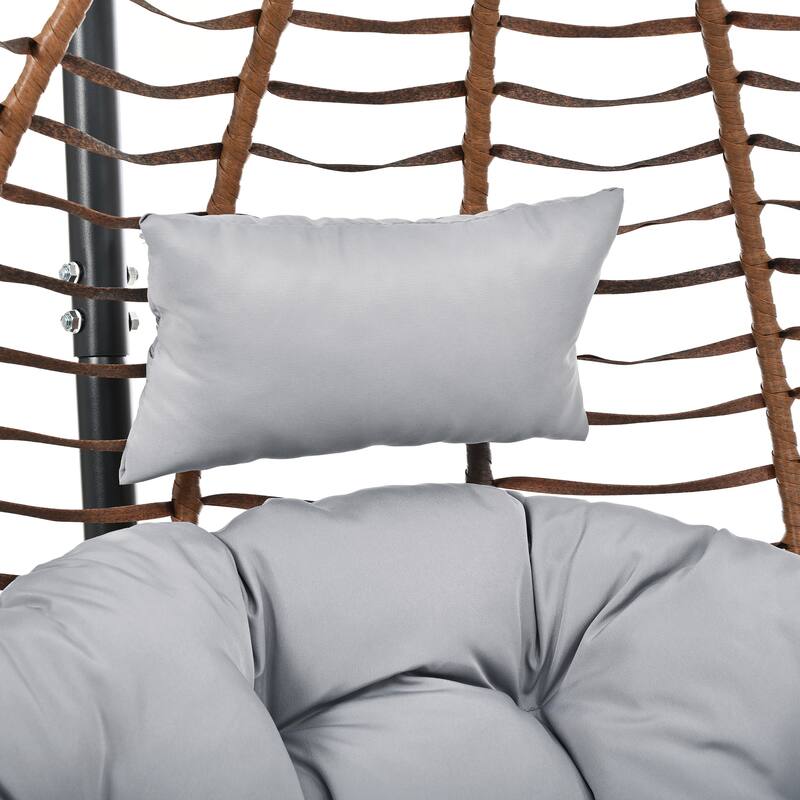 Hanging Hammock Chair with Stand, Rattan Design & Plush Cushion