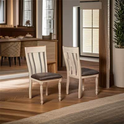 Arch Weathered Oak Turned Leg Dining Chair Set of 2