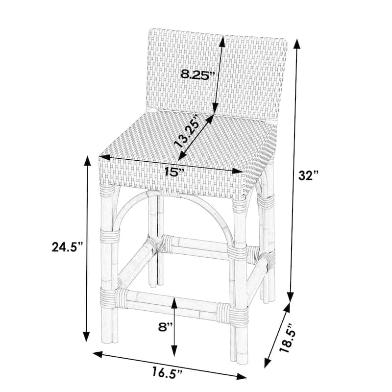 Amalfi 24.5 in. Seat Height Outdoor Counter Stool with Back