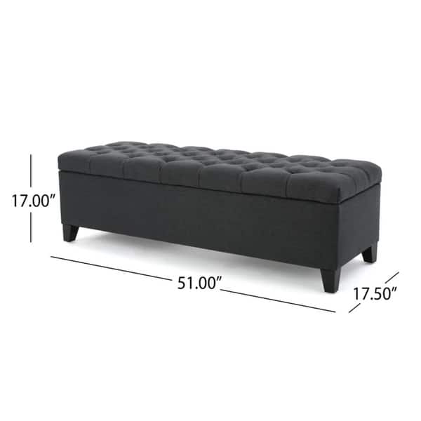 dimension image slide 0 of 3, Christopher Knight Home Contemporary Storage Ottoman with Button Tufting in Fabric, 51 Inches