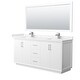 preview thumbnail 24 of 45, Strada 72-Inch Double Vanity Set, Cultured Marble Top, 70-Inch Mirror White, Nickel Trim, Carrara Cultured Marble Top