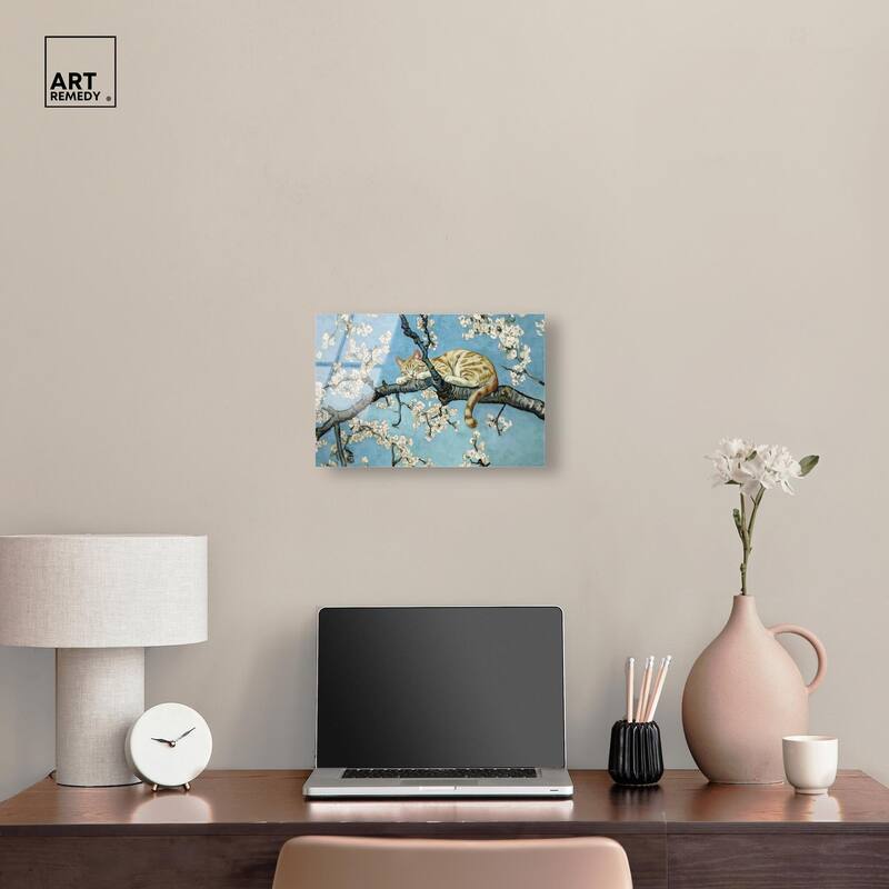 Autumn Blossom Kitten Acrylic by Art Remedy, Ready to Hang