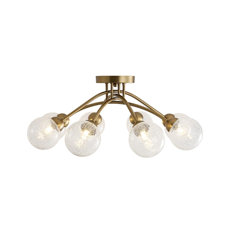 Modern Crackle Glass Globe Round Sputnik Ceiling Light 27in