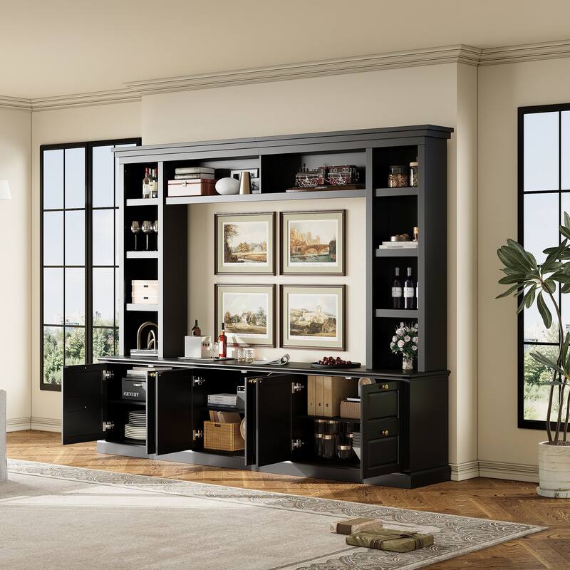 All-in-One Modern TV Stand with Bookcase for TVs up to 70 inch, Entertainment Center with 3 Adjustable Shelves