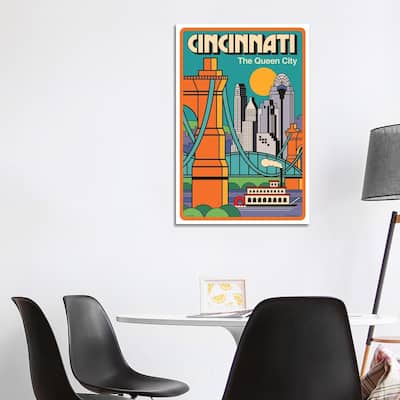 iCanvas "Cincinnati Travel Poster" by Jim Zahniser Canvas Print