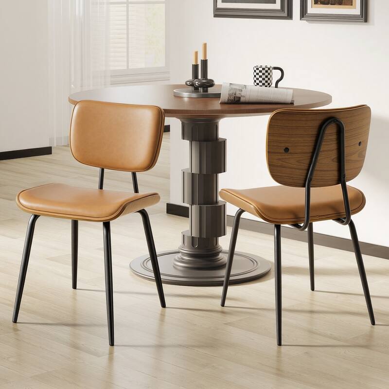 Faux Leather Upholstered Dining Chairs Set of 2/4 - 33.5"H x 19.3"W x 23"D