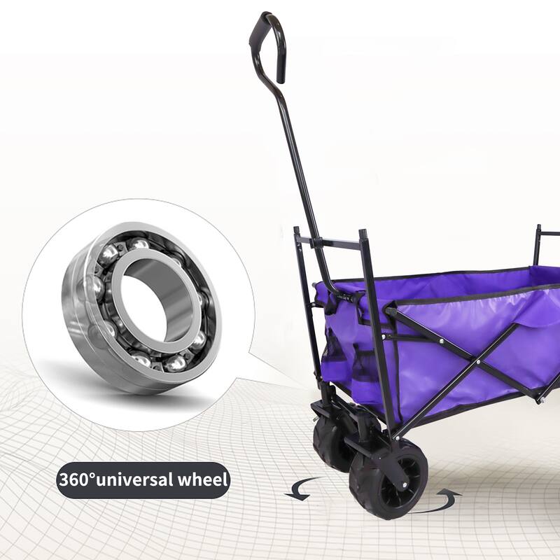 Outdoor Camping Kids Foldable Wagon,Portable Beach Trolley Cart with Removable Canopy