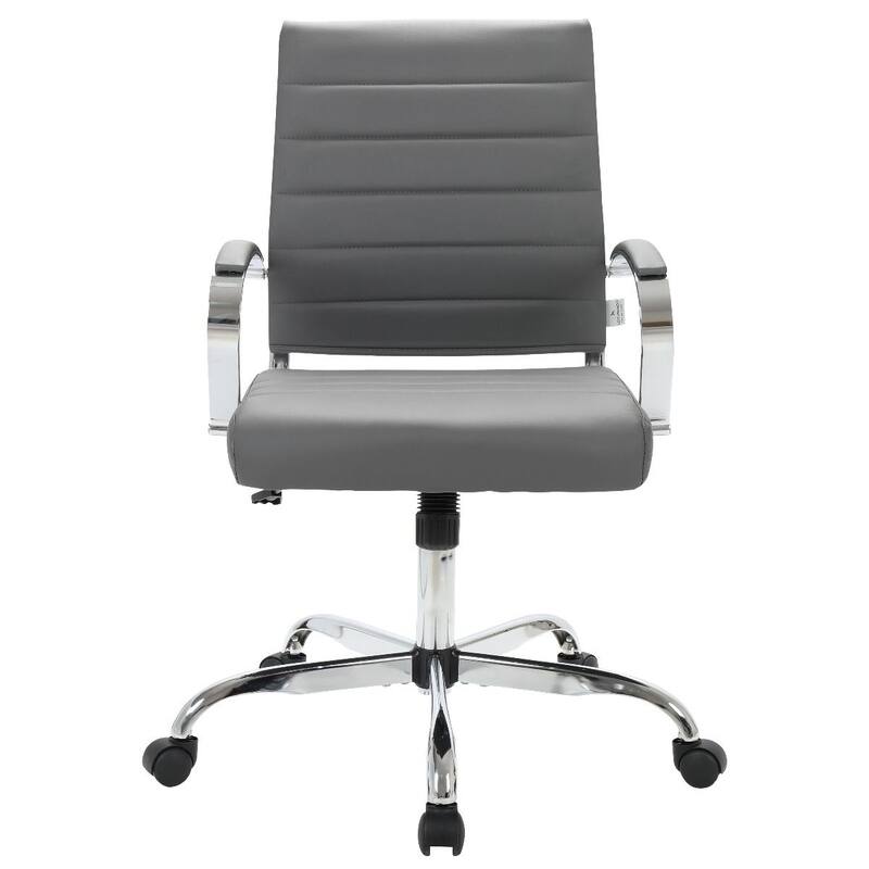 LeisureMod Benmar Mid-Back Swivel Leather Office Chair W/ Chrome Base