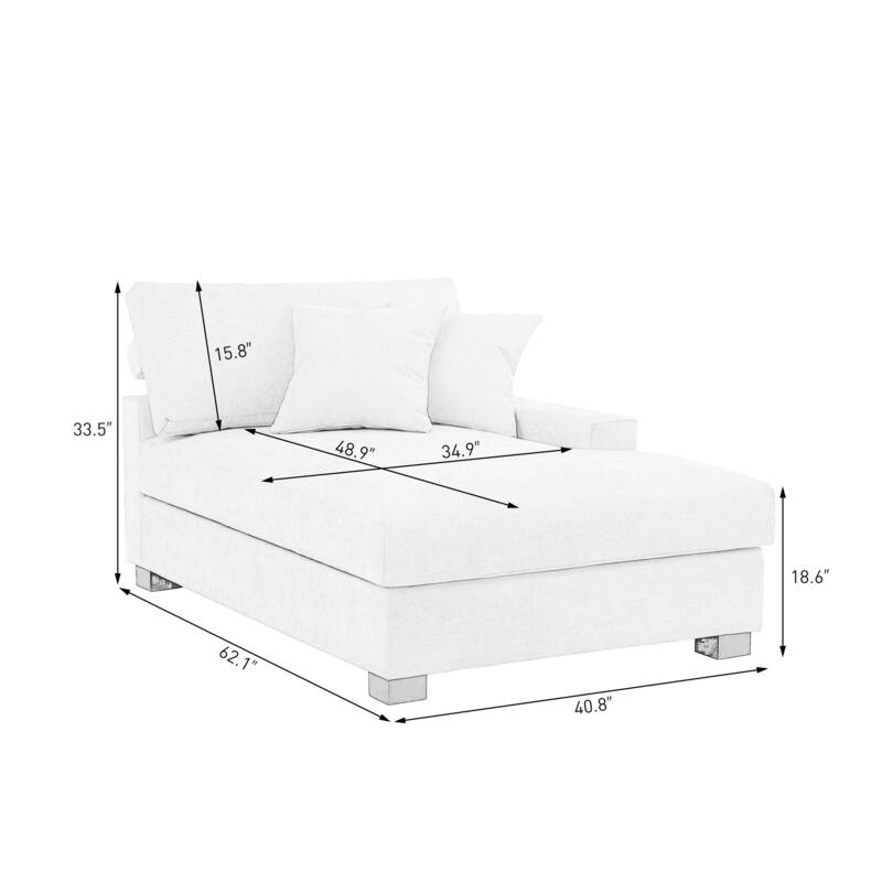 40.8"W Modern Chenille Upholstered Chaise Lounge with Pillow