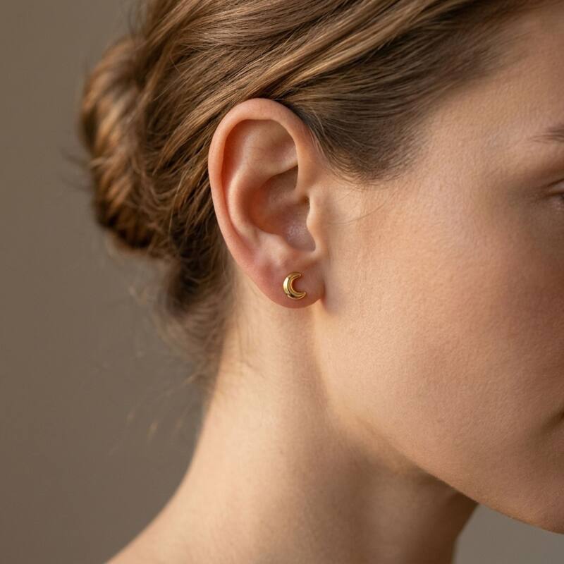 Fremada 10k Yellow Gold Minimalist Half Moon Stud Earrings