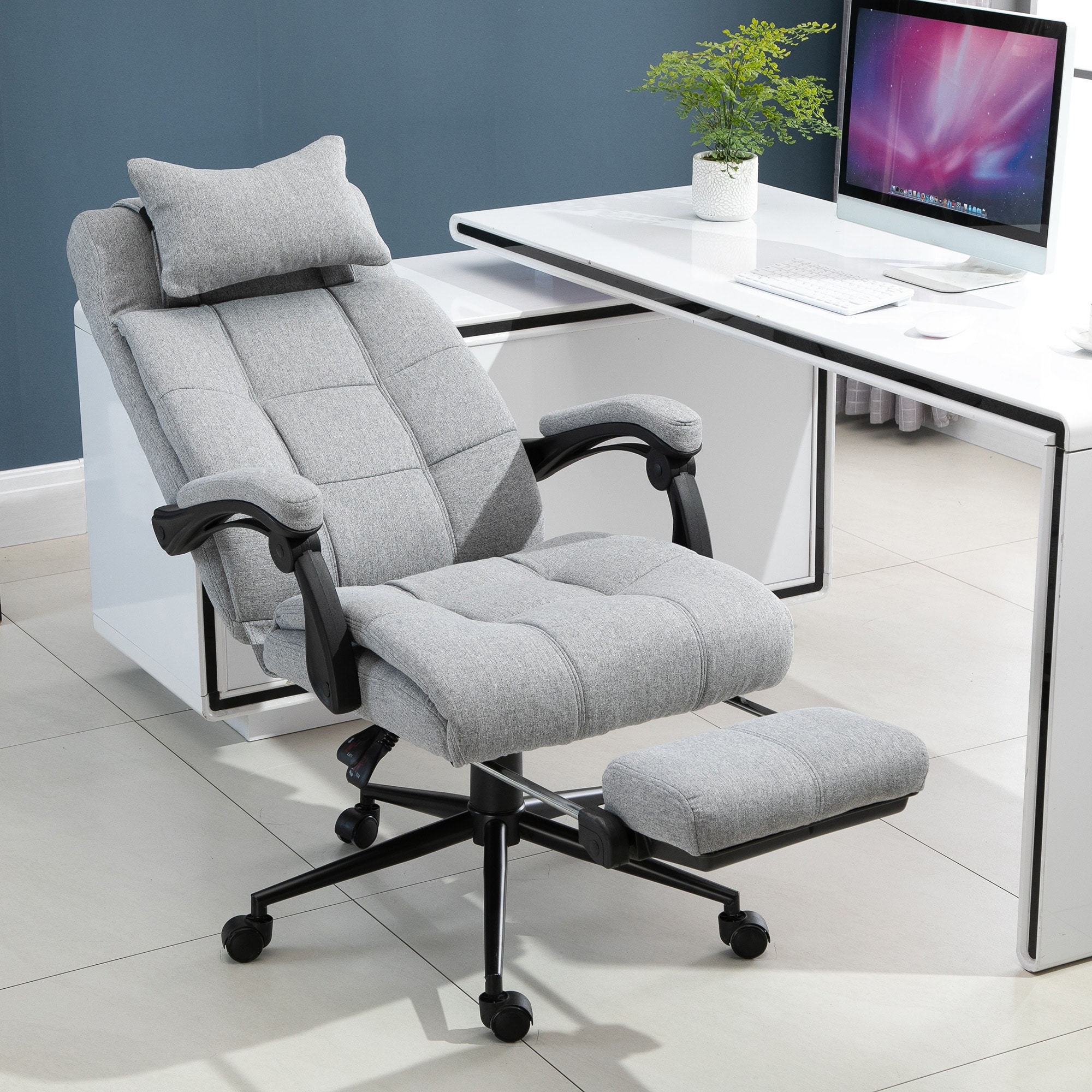 Vinsetto Ergonomic Office Chair, Home Office Chair with Retractable Footrest