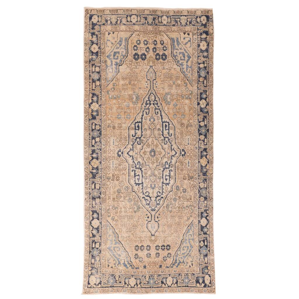 ECARPETGALLERY Hand-knotted Antalya Vintage Tan Wool Rug - 4'6 x 10'0