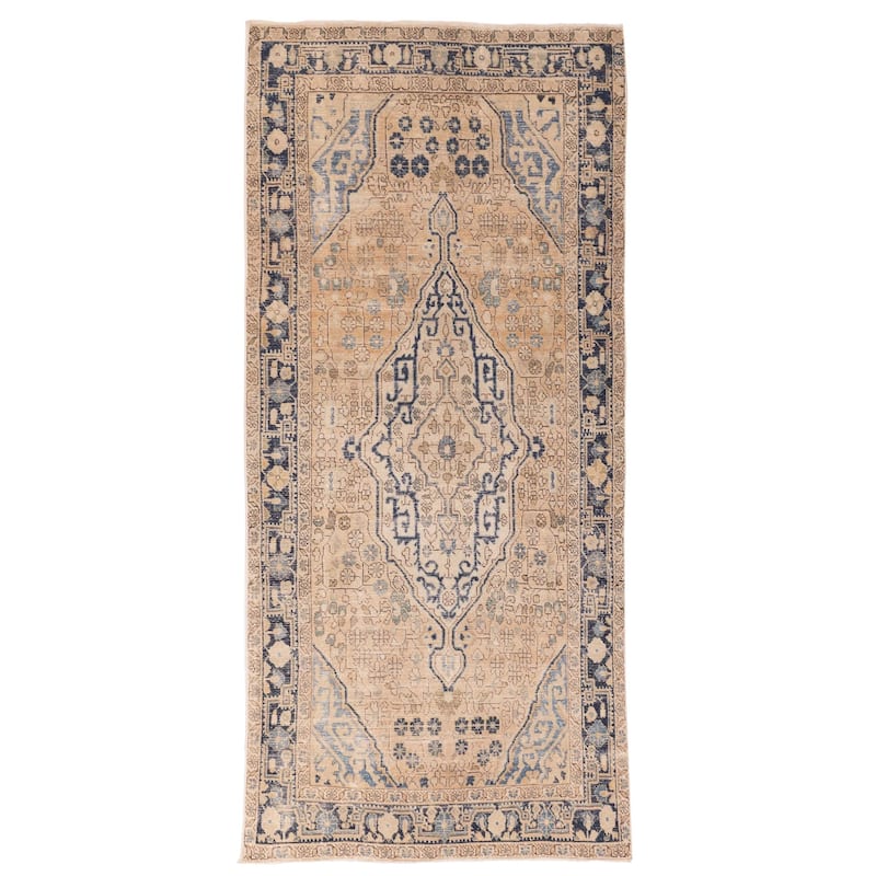 ECARPETGALLERY Hand-knotted Antalya Vintage Tan Wool Rug - 4'6 x 10'0