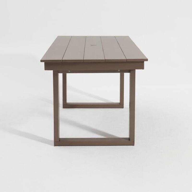 67" HDPE Outdoor Dining & Meeting Table, Weather-Resistant, Seats 6, Space-Saving Chair Slide-In