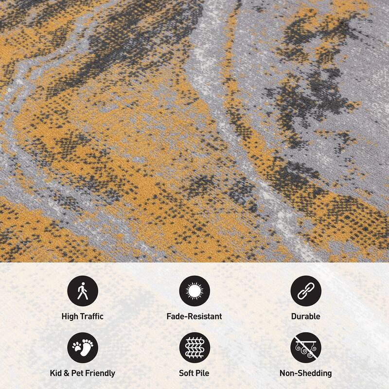 World Rug Gallery Distressed Contemporary Abstract Watercolor Area Rug