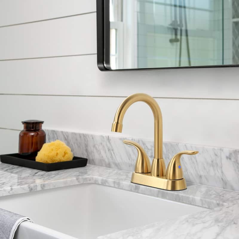WOWOW 4 in. Centerset Double Handle High Arc Bathroom Faucet
