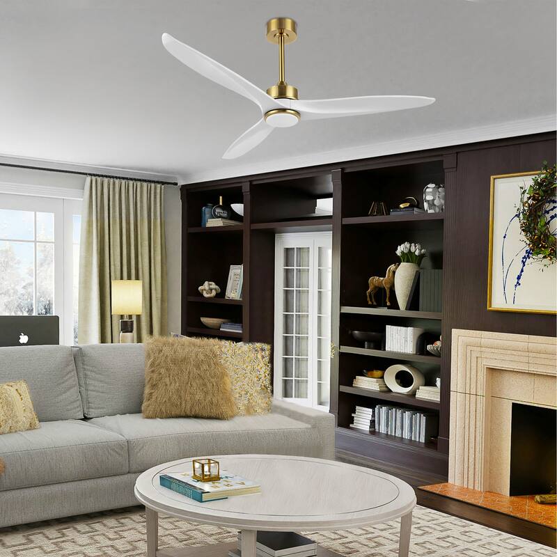 GetLedel 52-in Solid Wood Propeller LED Ceiling Fan with Remote and Light
