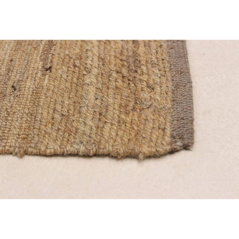 ECARPETGALLERY Flat-Weave Natural Khaki Wool Kilim - 6'9 x 9'7