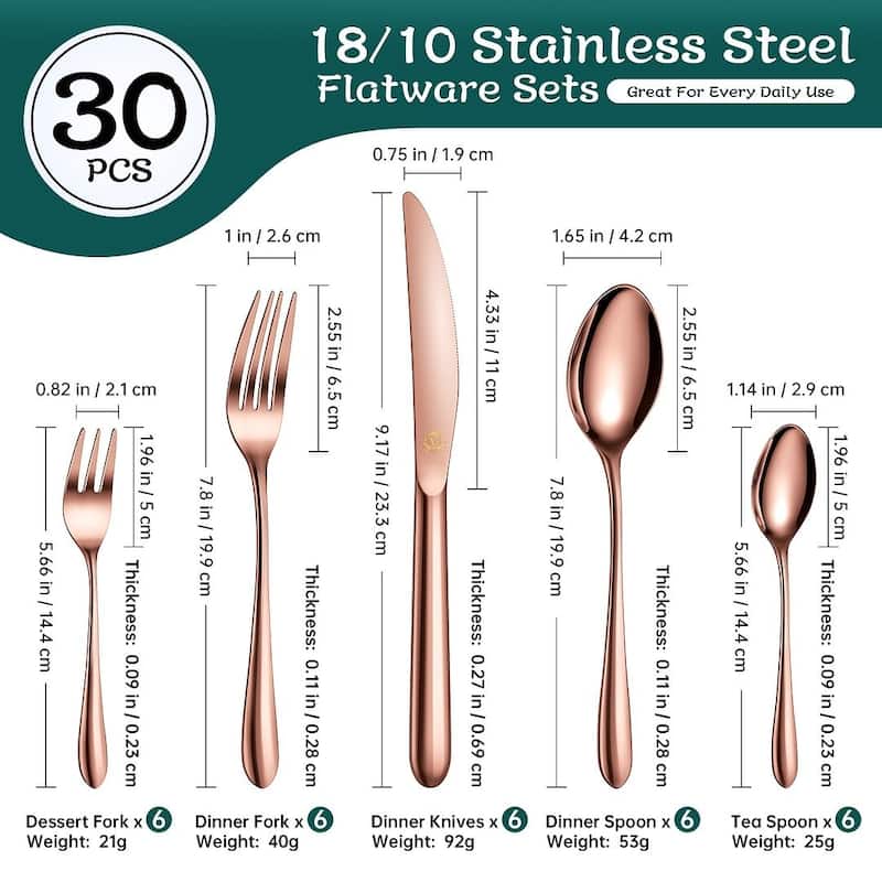 vancasso 18/10 Stainless Steel Silverware Set, Flatware Service for 6 or 12