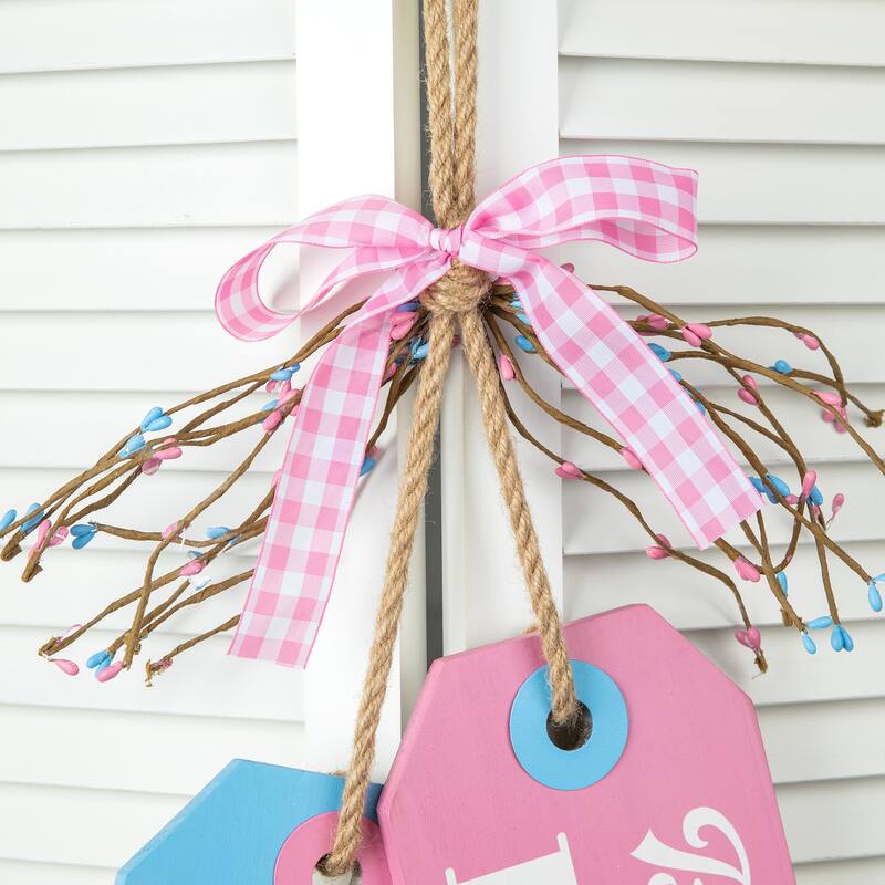 Glitzhome 24"H Wooden Valentine's Day/Patriotic/Americana/Easter Doorknob Hanging Decor