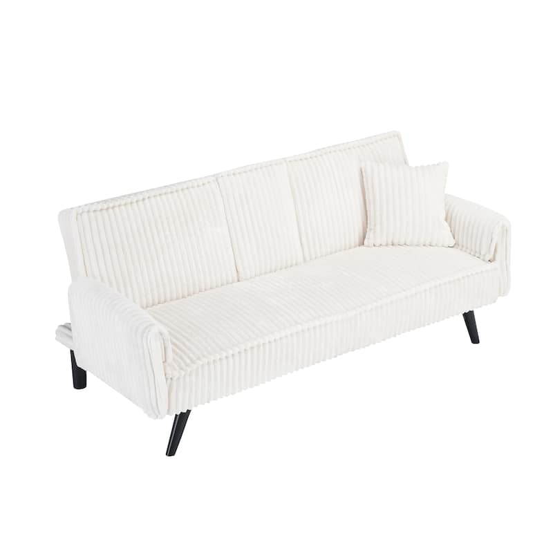 Corduroy Loveseat Sofa with 2 Cup Holder Lounge Couch, Adjustable Backrest Sleeper Sofa Bed for Living Room Recliner Sofa