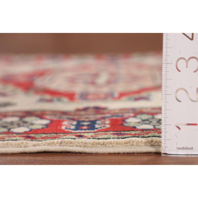 Geometric Kazak Accent Rug Handmade Wool Carpet - 2'7" x 3'9"