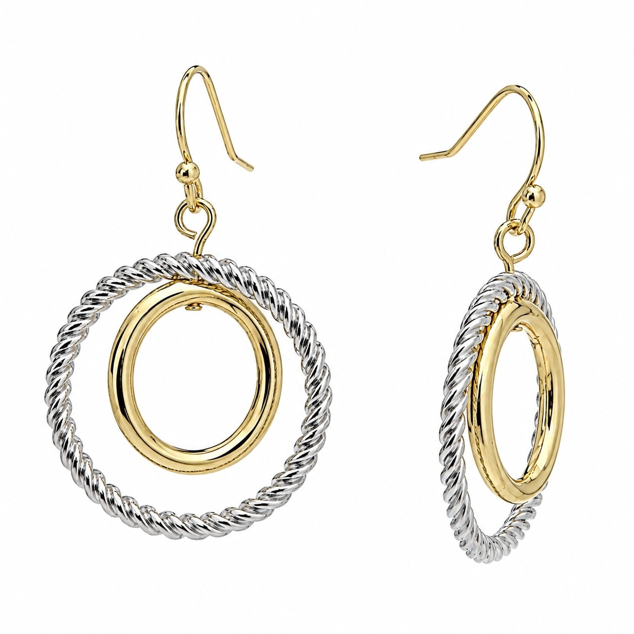 Juvell Two Tone Gold Plated Brass Dangling Link Earrings - N/A