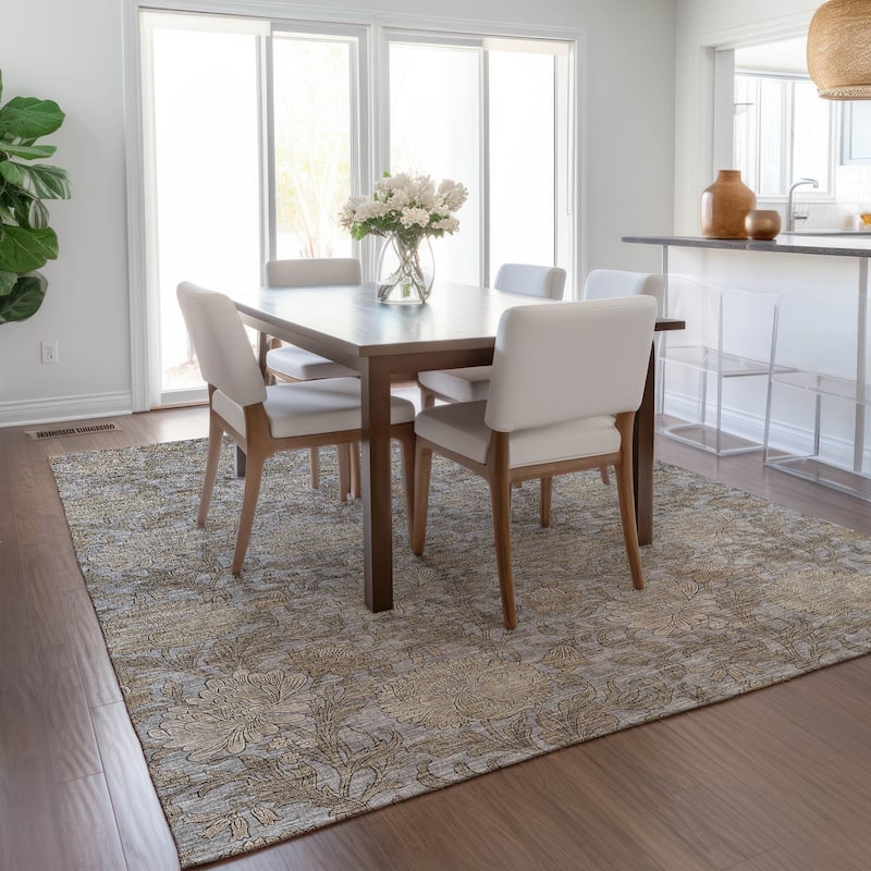 Machine Washable Indoor/ Outdoor Chantille Floral Rug