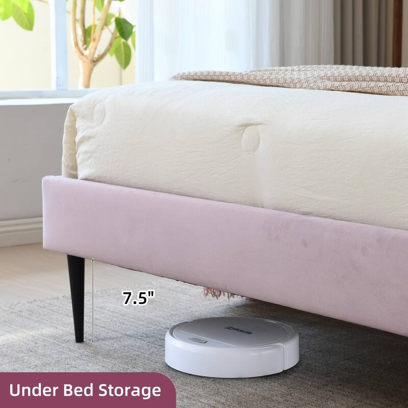 Upholstered Bed with Unique Seashell Headboard