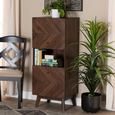 Hartman Mid-Century Modern Walnut Brown Finished Wood Storage Cabinet