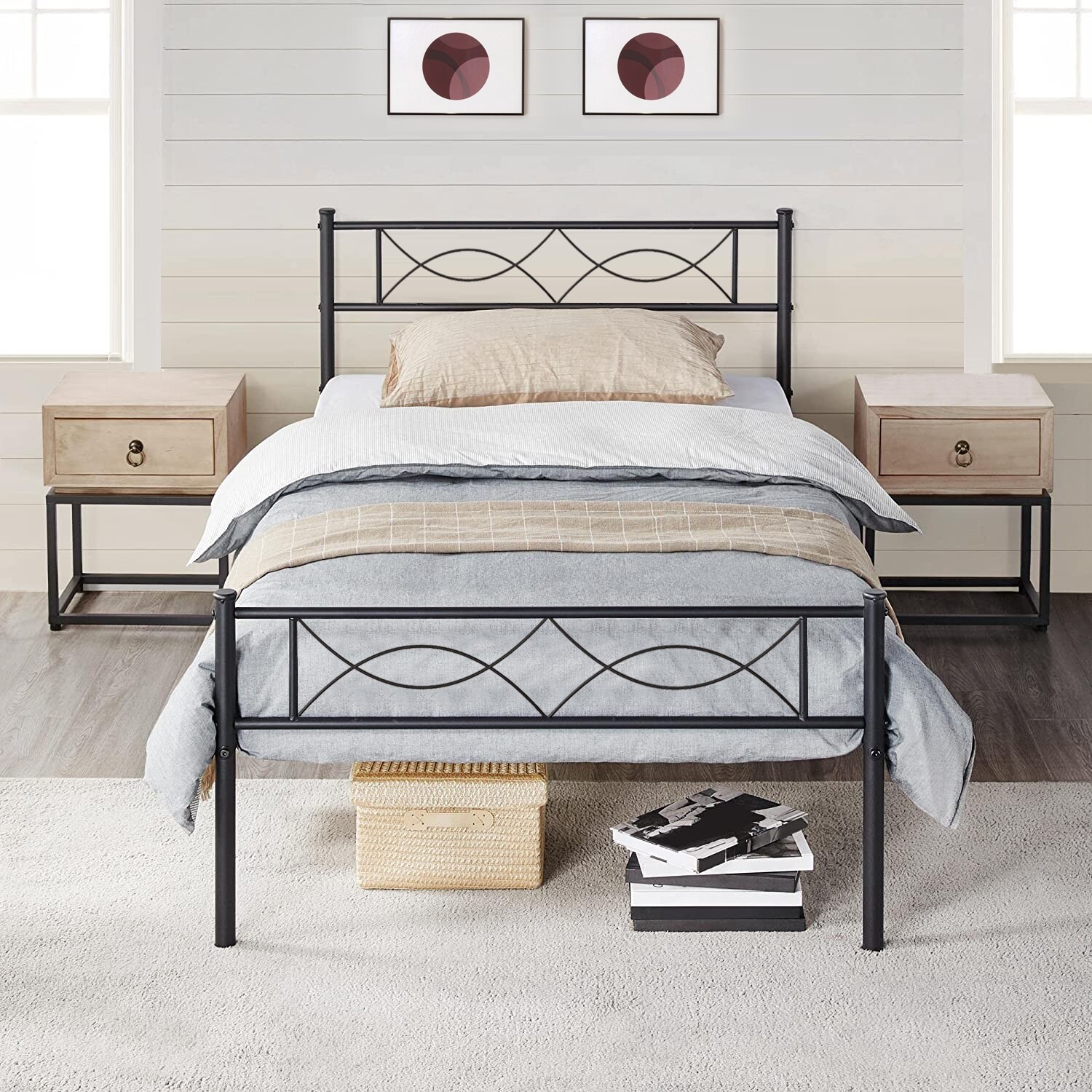 Heavy duty metal best sale bed frame twin